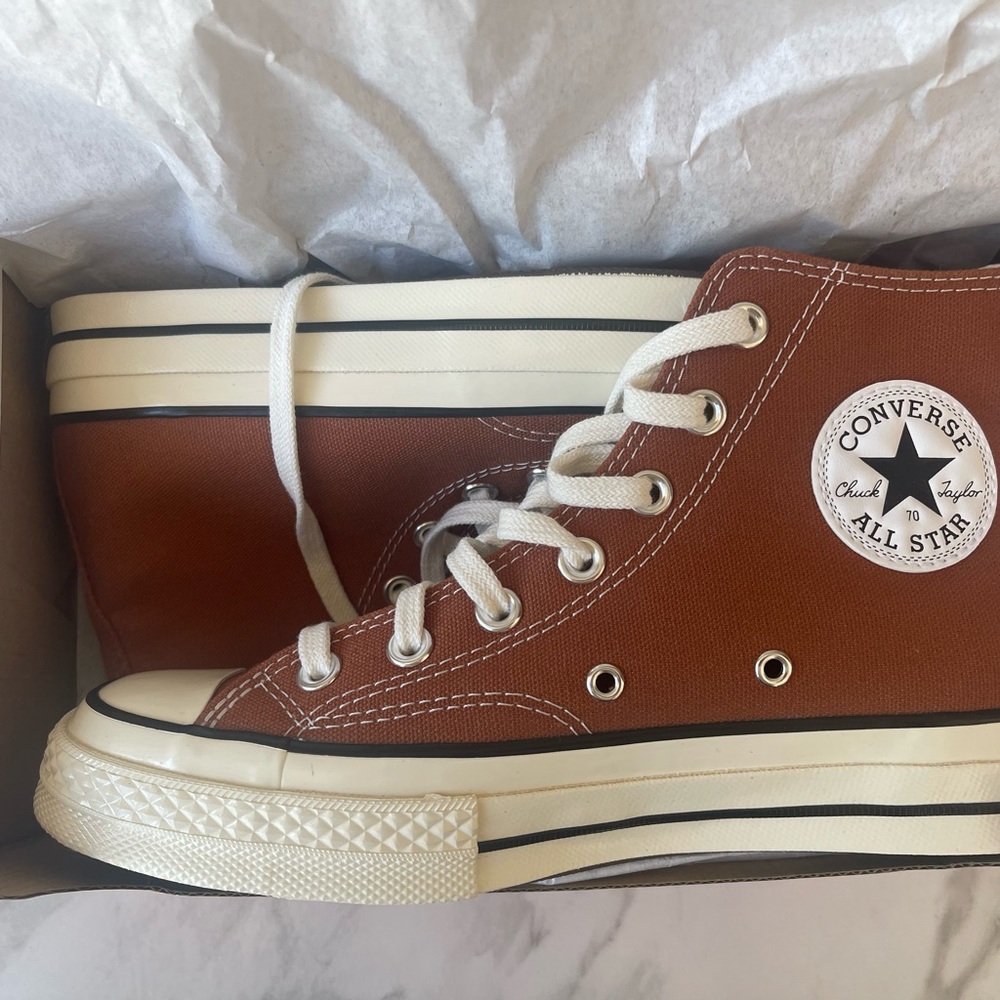Converse Orange High-Top Sneakers with Iconic Design